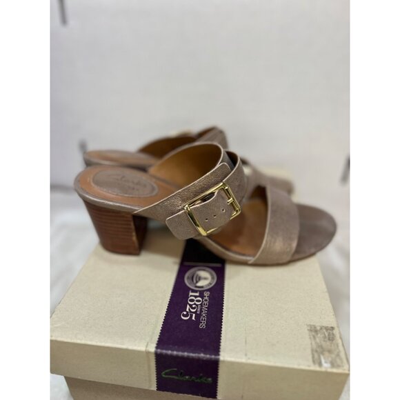 Clarks Ralene Rose Champagne Leather Sandals women Size 8M With Box - Picture 4 of 8